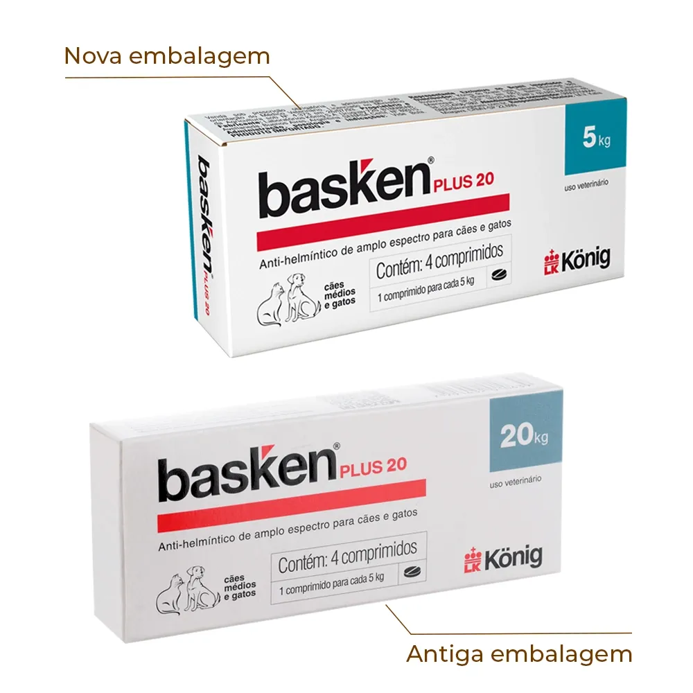 Vermífugo Basken Plus 20 Cães Raças Médios